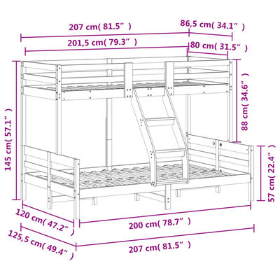 vidaXL Koja án Dýnu 80x200/120x200 cm Hvítur Gegnheilum Viði