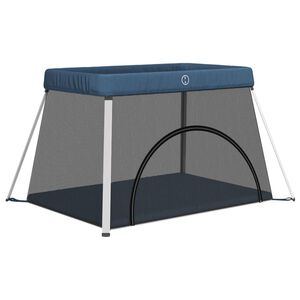 vidaXL Barnaleikgrind me&eth; D&yacute;nu D&ouml;kkbl&aacute; L&iacute;nefni