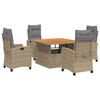 vidaXL 5 Hluta Gar&eth;bor&eth;sett me&eth; Sessum Drappa&eth; P&oacute;l&yacute;rattan