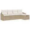 vidaXL S&oacute;fasett me&eth; p&uacute;&eth;i me&eth; geymslu 5 pcs Drapplita&eth;ur p&oacute;l&yacute;rattan
