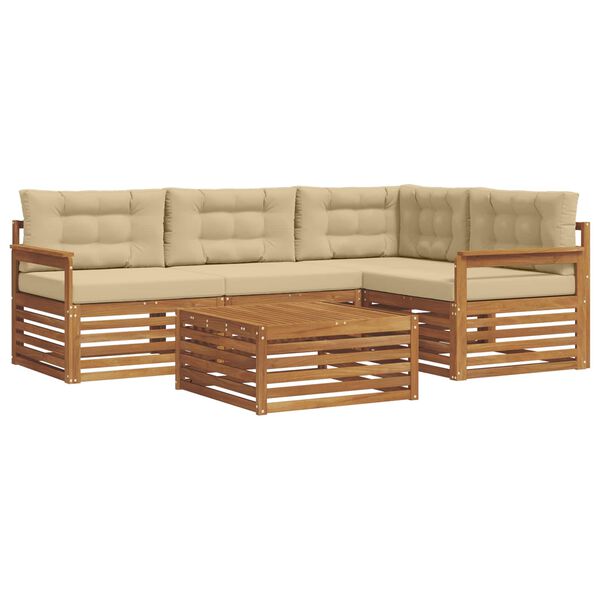 vidaXL &Uacute;ti s&oacute;fasett me&eth; p&uacute;&eth;i 5 pcs N&aacute;tt&uacute;rulegt og B&eacute;ig