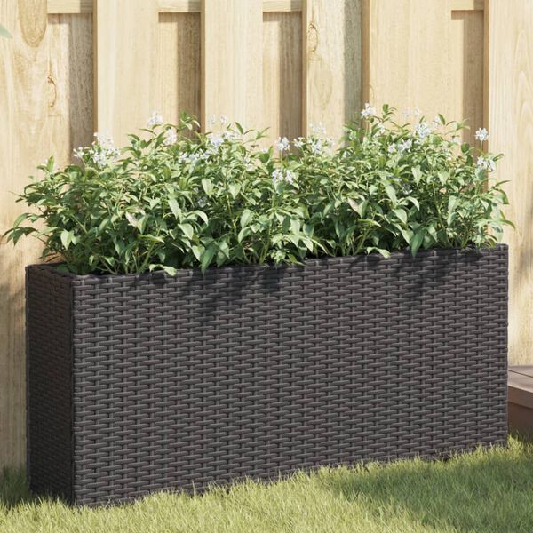 vidaXL Gr&oacute;&eth;urker me&eth; 2 Pottum 2 stk Svart 90x20x40 cm P&oacute;l&yacute;rattan