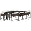 vidaXL Gar&eth;ur bor&eth;sett 9 pcs Br&uacute;nn p&oacute;l&yacute;rattan