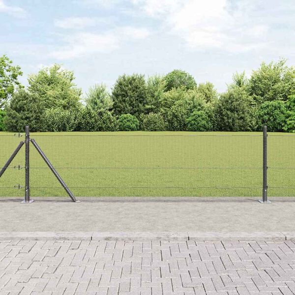 vidaXL Gir&eth;ingarp&oacute;stur Gr&aacute;r 25 x 0,4 m (12 x 12 mm mesh) St&aacute;l og PVC