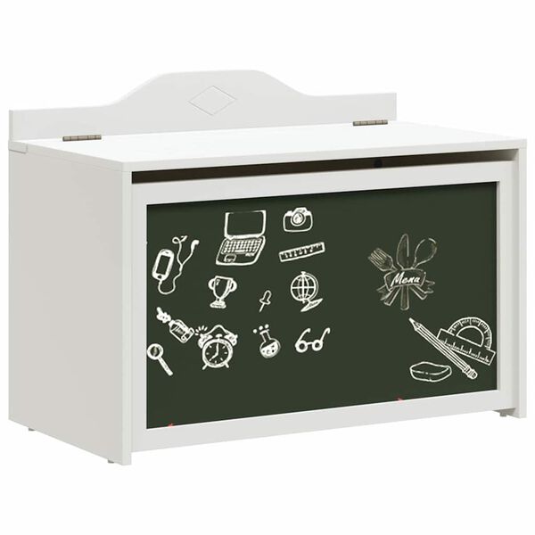 vidaXL Leikfangakassi Hvítt 73 x 33 x 55 cm Samsettur viður