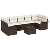 vidaXL Gar&eth;s&oacute;fa sett me&eth; p&uacute;&eth;i 8 pcs Br&uacute;nn p&oacute;l&yacute;rattan