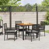 vidaXL Gar&eth;ur bor&eth;sett 5 pcs Svartur p&oacute;l&yacute;rattan