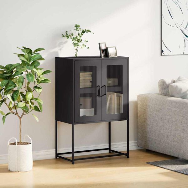 vidaXL Highboard Svart 68x39x107 cm Stál
