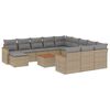 vidaXL 13 Hluta Gar&eth;s&oacute;fasett me&eth; Sessum Drapplita&eth; P&oacute;l&yacute;rattan