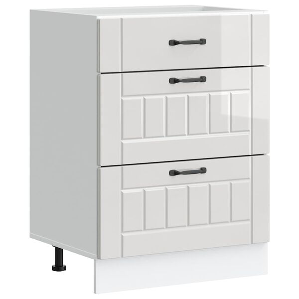 vidaXL Eldh&uacute;ssk&aacute;pur &bdquo;Lucca&ldquo; H&aacute;glansandi Hv&iacute;tur Verkfr&aelig;&eth;ingur &uacute;r Vi&eth;i