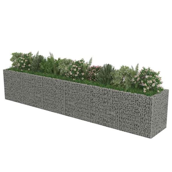 vidaXL Gabion Grj&oacute;tkassi Upph&aelig;kka&eth; Bl&oacute;maker S&iacute;nkh&uacute;&eth;a&eth; st&aacute;l540x90x100cm