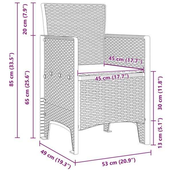 vidaXL Garður borðsett 9 pcs Hvítt Polt rattan