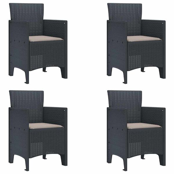 vidaXL Garðstóll 4 pcs Antrasít 53 x 49 x 85 cm PP
