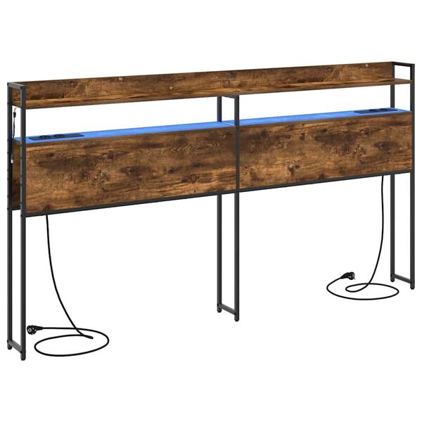 vidaXL Geymslu h&ouml;f&eth;ah&ouml;gg me&eth; hillu Reykt eik 180 cm Samsettur vi&eth;ur