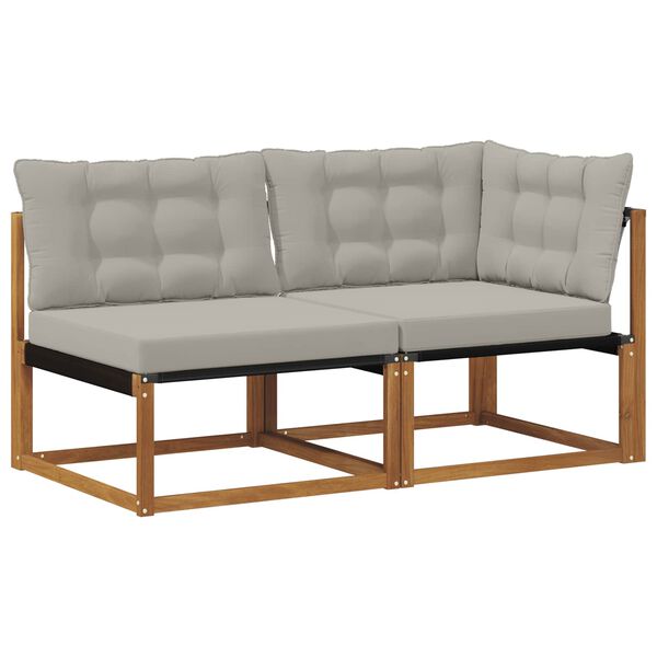 vidaXL &Uacute;tistrokkur mi&eth;- og hornsofa me&eth; p&uacute;&eth;i 2 Stykki N&aacute;tt&uacute;rulegur