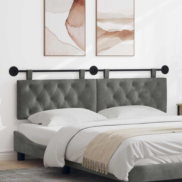 vidaXL Hengisk&aacute;li Vegghengt D&ouml;kk gr&aacute; 170 x 55 x 7 cm Flauel