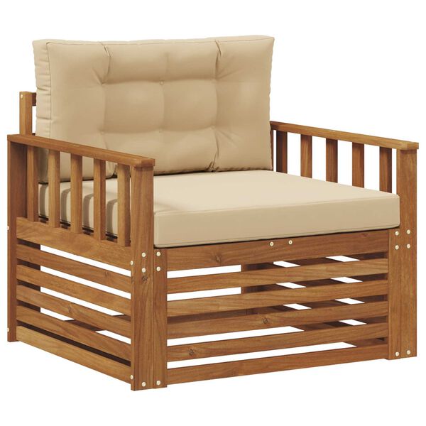 vidaXL &Uacute;ti s&oacute;fasett Solid Akas&iacute;uskei&eth; og P&oacute;lyester N&aacute;tt&uacute;rulegur