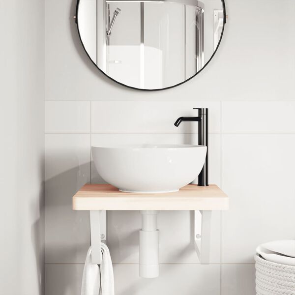 vidaXL Veggfest Handlaugarhilla St&aacute;l og Gegnheilt Beyki