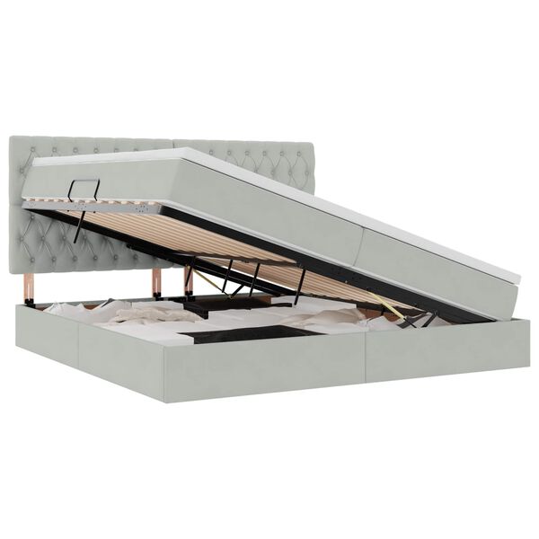 vidaXL R&uacute;m me&eth; geymslur&yacute;mi og LED me&eth; led Lj&oacute;sgr&aacute;r 200 x 200 cm Flauel