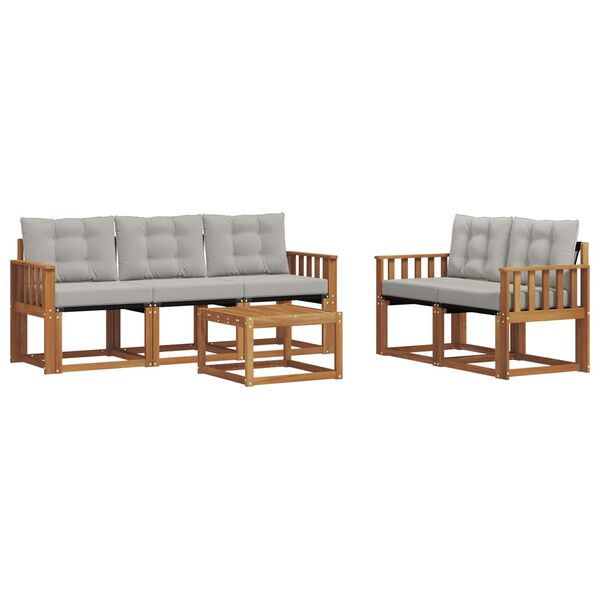 vidaXL &Uacute;ti s&oacute;fasett me&eth; p&uacute;&eth;i 6 pcs N&aacute;tt&uacute;rulegt og Lj&oacute;st Gr&aacute;tt