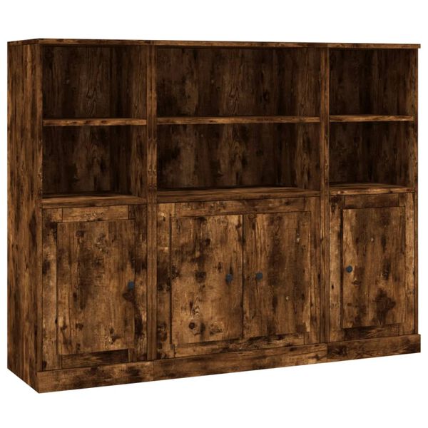 vidaXL H&aacute;ir Sk&aacute;par 3 stk. Reyklitu&eth; Eik Samsettur Vi&eth;ur