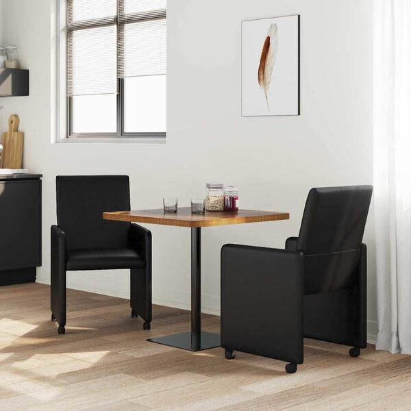 vidaXL Matsalur stólar með hjólum 2 pcs Svartur 57 x 66 x 94 cm