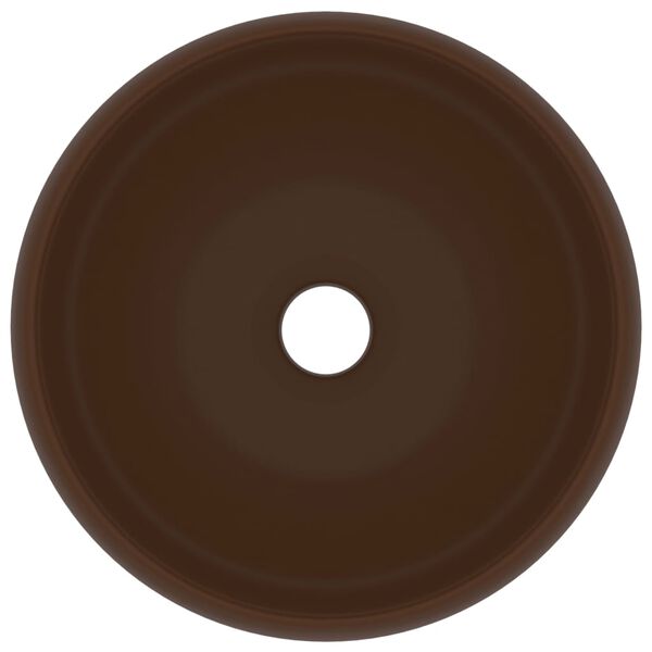 vidaXL Lúxus Handlaug Hringlaga Mött Dökkbrún 40 x 15 cm Postulín