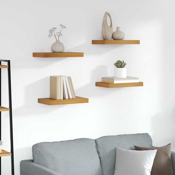 vidaXL Vegghylla 4 pcs Br&uacute;nn 40 x 23,5 x 4 cm Samsettur vi&eth;ur