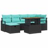 vidaXL Gar&eth;s&oacute;fa sett me&eth; p&uacute;&eth;i me&eth; geymslu 7 pcs Svartur p&oacute;l&yacute;rattan