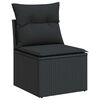 vidaXL 6 stykki garðsófasett með púðum Black Poly Rattan Acacia
