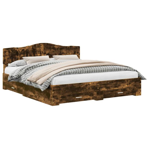 vidaXL Ramsv&iacute;k me&eth; h&ouml;fu&eth;gafl Rau&eth;-eik 200 x 200 cm Samsettur vi&eth;ur