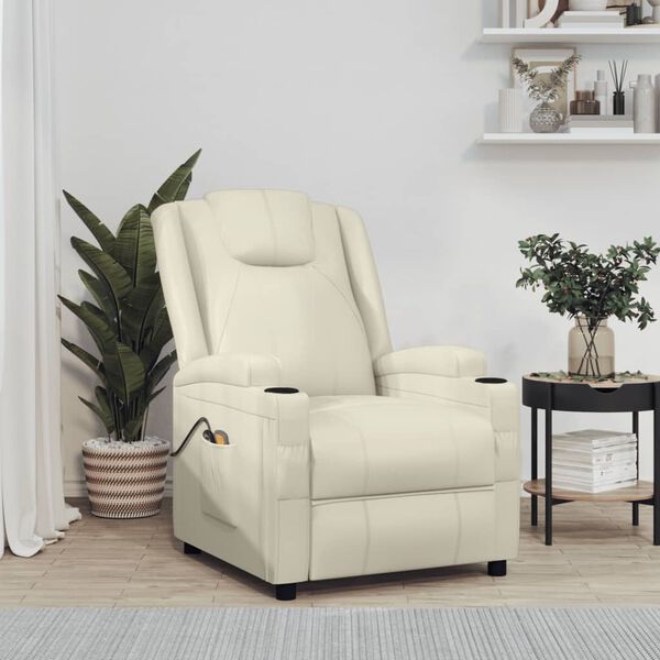 vidaXL rafmagns nuddst&oacute;l krem gervi le&eth;ur