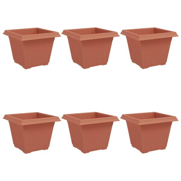 vidaXL Fermetra bl&oacute;mapottr 6 pcs Ekkert Rautt 28,5 x 28,5 x 22 cm