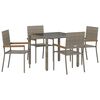 vidaXL Gar&eth;ur bor&eth;sett 5 pcs Gr&aacute;r p&oacute;l&yacute;rattan