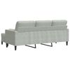 vidaXL 3 Sæta Sófi með Fótaskemli Ljósgrár 180 cm Flauel