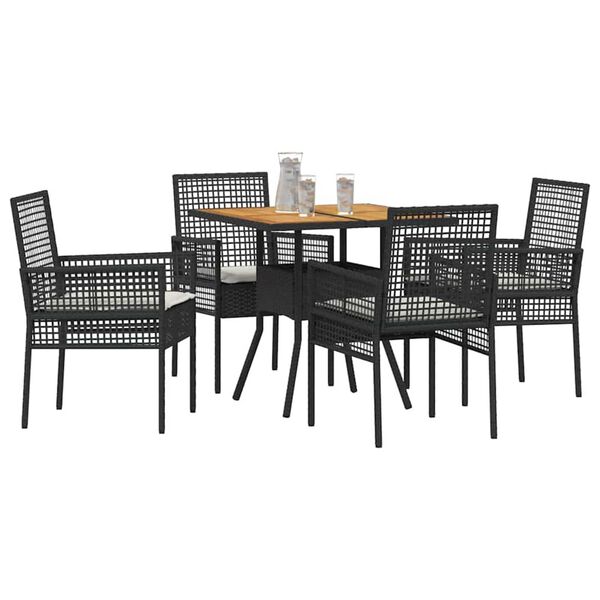 vidaXL Garður borðsett 5 pcs Svartur pólýrattan