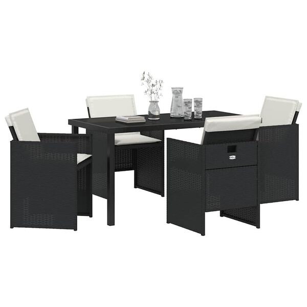 vidaXL Gar&eth;ur bor&eth;sett 5 pcs Svartur p&oacute;l&yacute;rattan
