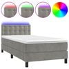 vidaXL H&oacute;lfa&eth; Springr&uacute;m me&eth; D&yacute;nu&LED Lj&oacute;sgr&aacute;tt 80x200cm Flauel