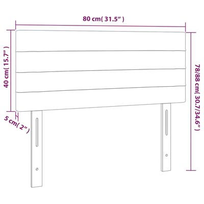 vidaXL Höfðagafl Ljósgrár 80x5x78/88 cm Flauel