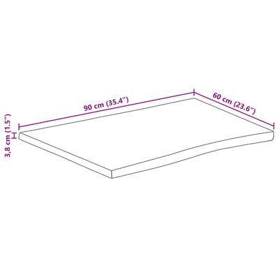 vidaXL Borðplata með Náttúrulegum Brúnum 90x60x3,8 cm Mangóviður