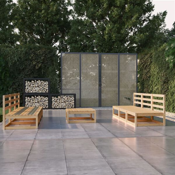 vidaXL 7 Hluta Garðsófasett Gegnheil Fura