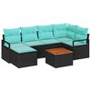 vidaXL Gar&eth;s&oacute;fa sett me&eth; p&uacute;&eth;i 7 pcs Svartur p&oacute;l&yacute;rattan