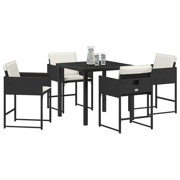 vidaXL Gar&eth;ur bor&eth;sett 5 pcs Svartur p&oacute;l&yacute;rattan