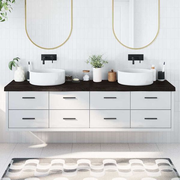 vidaXL Ba&eth;herbergisbor&eth;plata Br&uacute;nn 100x50x(2-6)cm Me&eth;h&ouml;ndla&eth;ur Vi&eth;ur