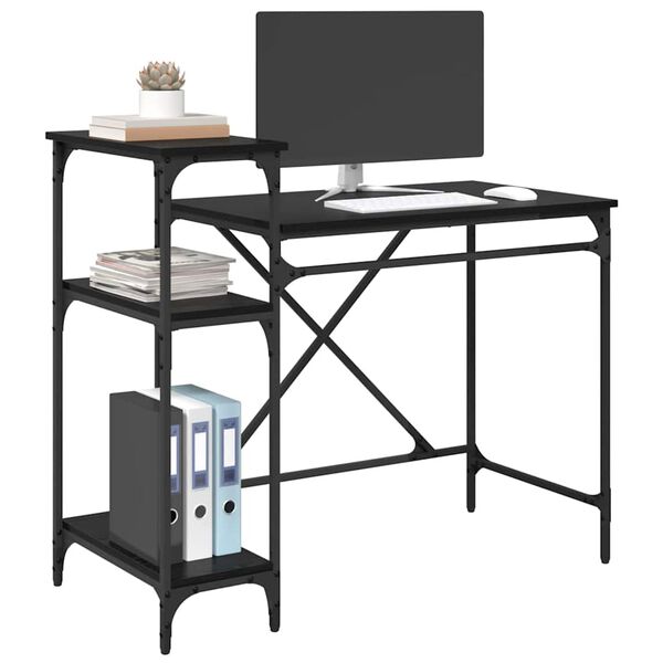 vidaXL Skrifbor&eth; Svartur Eik 105 x 50 x 90 cm Samsettur vi&eth;ur