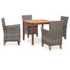 46000 vidaXL 5 Piece Dining Set Poly Rattan and Solid Acacia Wood Grey