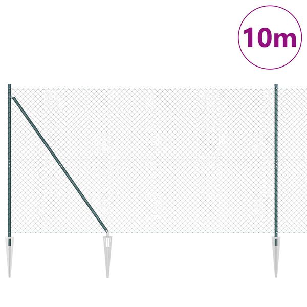 vidaXL Gir&eth;ingarp&oacute;stur Gr&aelig;nn 10 x 1,6 m (40 x 40 mm net) St&aacute;l og PVC