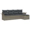 vidaXL Gar&eth;s&oacute;fa sett me&eth; p&uacute;&eth;i me&eth; geymslu 5 pcs Gr&aacute;r Poly rattan