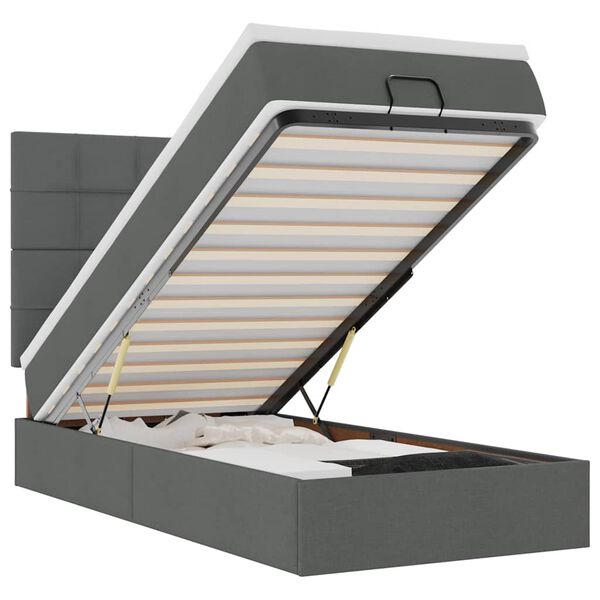 vidaXL Ottoman r&uacute;mgrind me&eth; d&yacute;nu D&ouml;kkgr&aacute;um 80x200 cm Efni