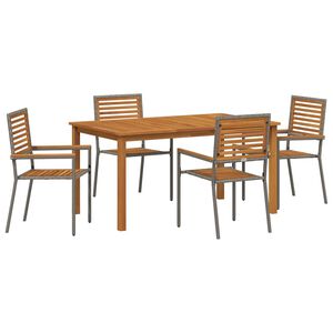 vidaXL Gar&eth;ur bor&eth;sett 5 pcs Gr&aacute;r Poly rattan
